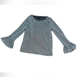J. Crew Silver Sparkle Bell‎ Sleeves Pullover Top Size Small